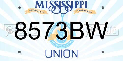 8573BW Mississippi License Plate