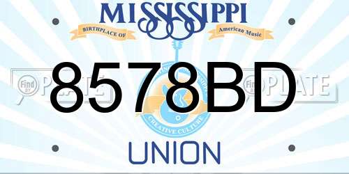 8578BD Mississippi License Plate