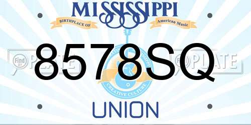 8578SQ Mississippi License Plate
