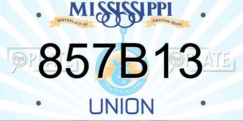 857B13 Mississippi License Plate
