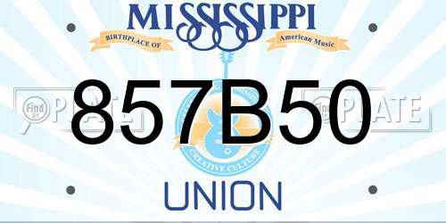 857B50 Mississippi License Plate