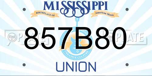 857B80 Mississippi License Plate