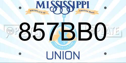 857BB0 Mississippi License Plate