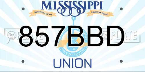 857BBD Mississippi License Plate