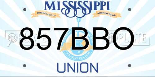 857BBO Mississippi License Plate