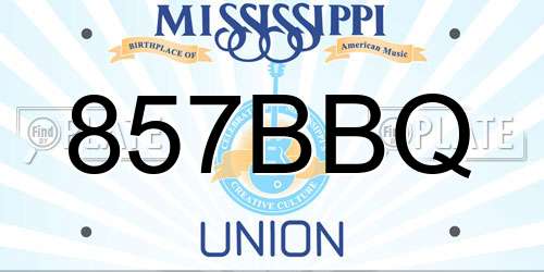 857BBQ Mississippi License Plate