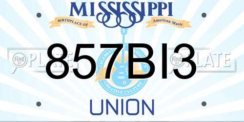 857BI3 Mississippi License Plate