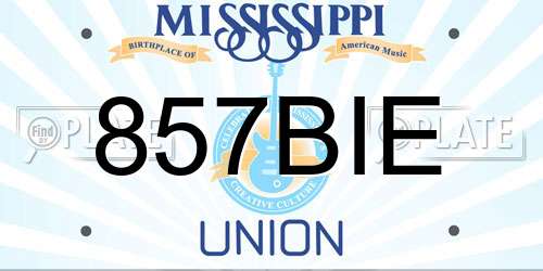 857BIE Mississippi License Plate