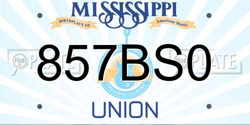857BS0 Mississippi License Plate