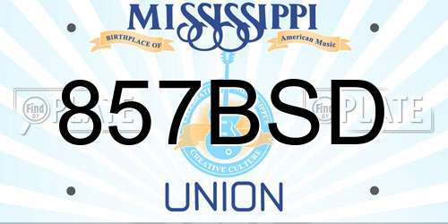 857BSD Mississippi License Plate