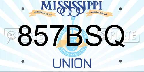 857BSQ Mississippi License Plate