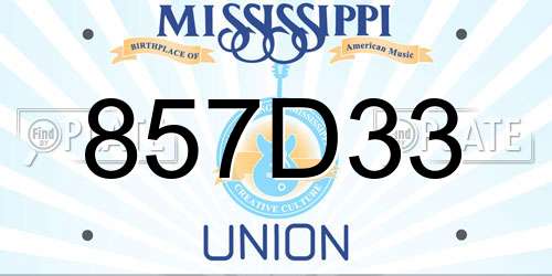 857D33 Mississippi License Plate