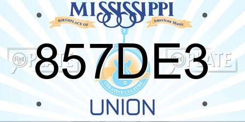 857DE3 Mississippi License Plate