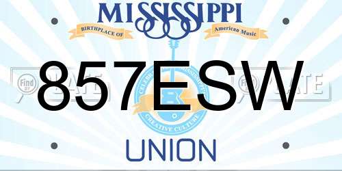 857ESW Mississippi License Plate