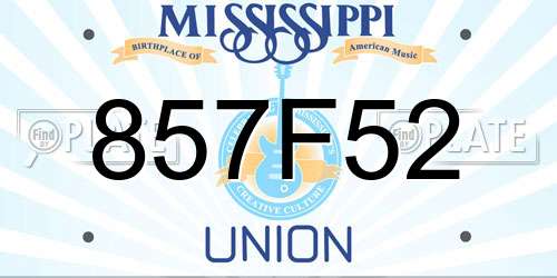 857F52 Mississippi License Plate