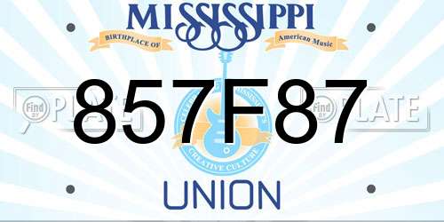 857F87 Mississippi License Plate