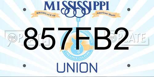 857FB2 Mississippi License Plate