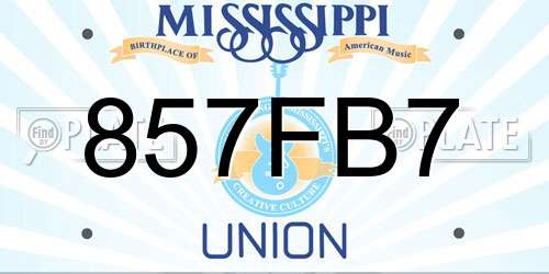 857FB7 Mississippi License Plate