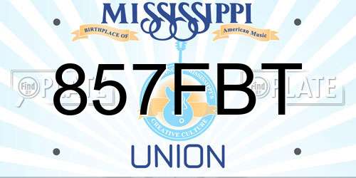 857FBT Mississippi License Plate