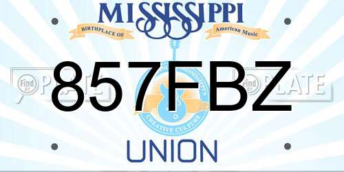 857FBZ Mississippi License Plate