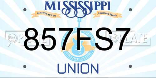 857FS7 Mississippi License Plate