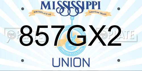 857GX2 Mississippi License Plate