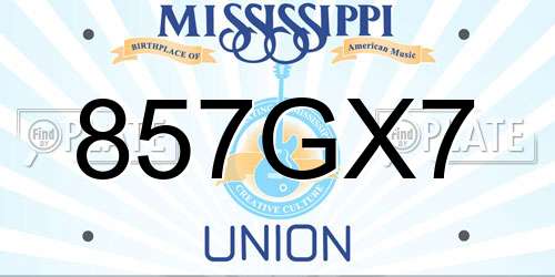 857GX7 Mississippi License Plate
