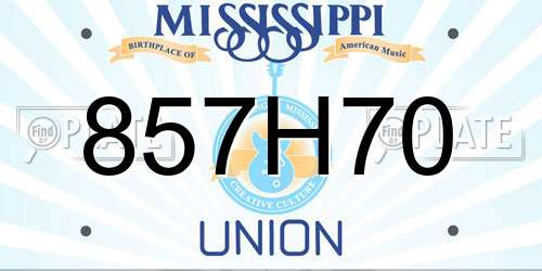 857H70 Mississippi License Plate