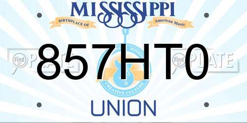 857HT0 Mississippi License Plate