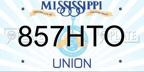 857HTO Mississippi License Plate