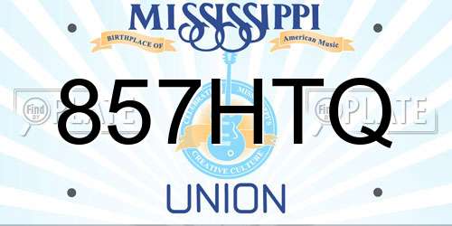 857HTQ Mississippi License Plate