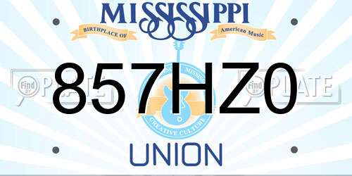 857HZ0 Mississippi License Plate