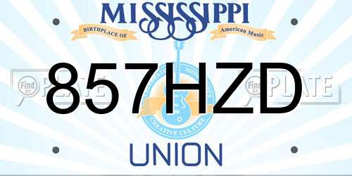 857HZD Mississippi License Plate
