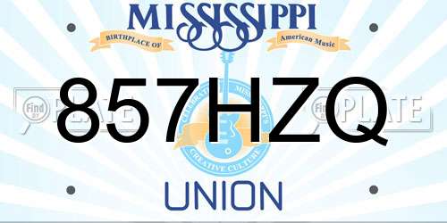 857HZQ Mississippi License Plate