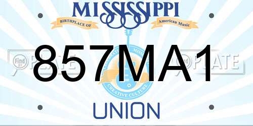 857MA1 Mississippi License Plate
