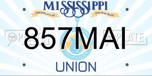 857MAI Mississippi License Plate