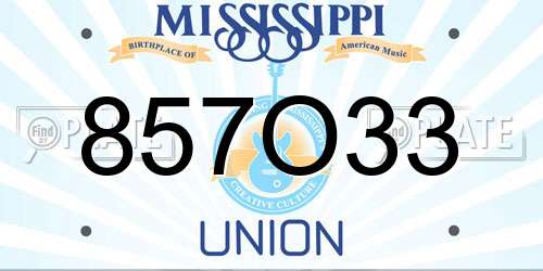 857O33 Mississippi License Plate