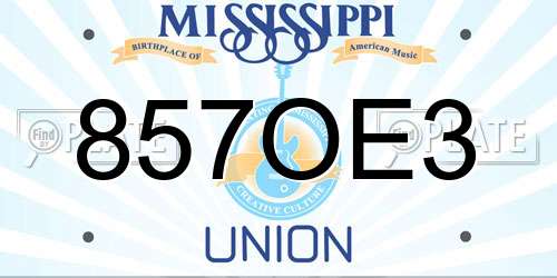 857OE3 Mississippi License Plate