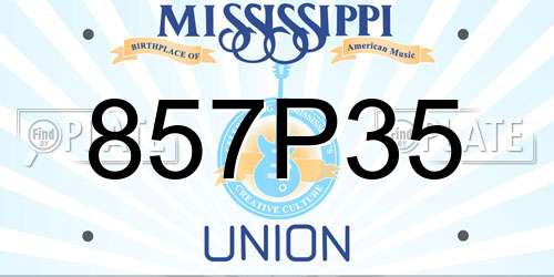 857P35 Mississippi License Plate