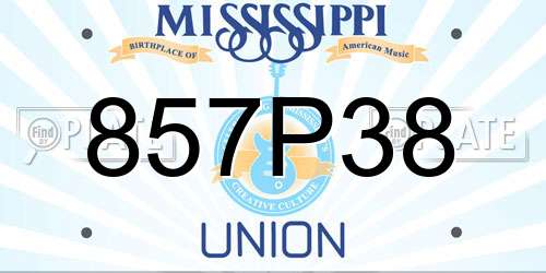 857P38 Mississippi License Plate