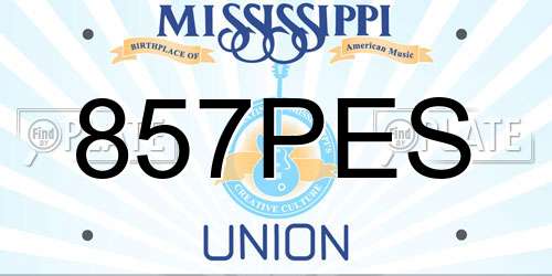 857PES Mississippi License Plate