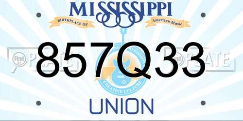 857Q33 Mississippi License Plate