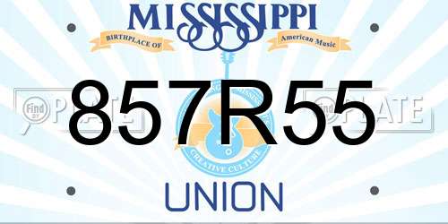 857R55 Mississippi License Plate