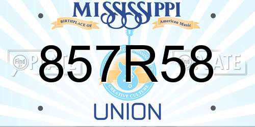 857R58 Mississippi License Plate