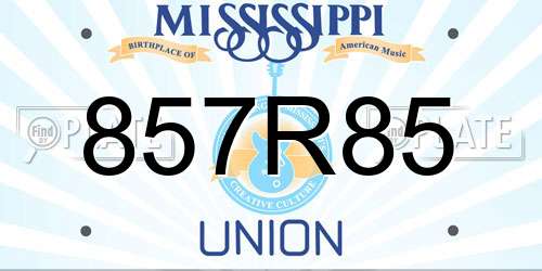 857R85 Mississippi License Plate