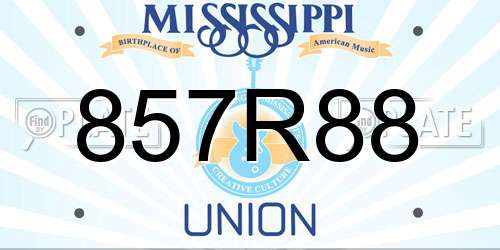 857R88 Mississippi License Plate