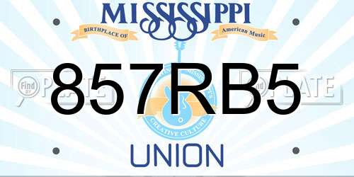 857RB5 Mississippi License Plate