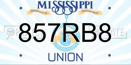 857RB8 Mississippi License Plate