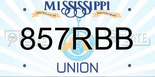 857RBB Mississippi License Plate