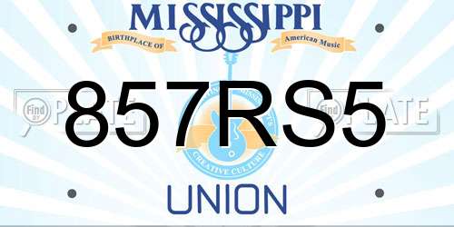 857RS5 Mississippi License Plate